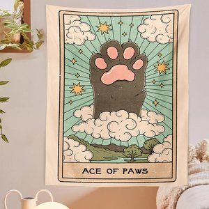 Tarot Cat Paw Tapestry Wall Hanging